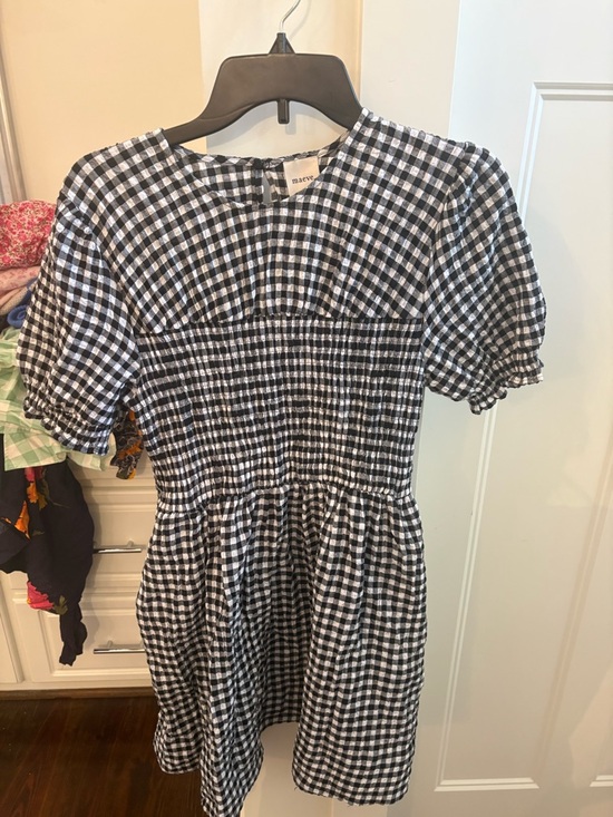 Maeve Dresses & Skirts - Maeve Black and White Gingham Smocked Casual Dress